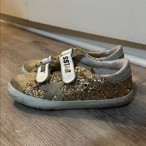 Golden Goose Girl’s Old School Glitter & Suede Grip-Strap Sneakers size EU 32 - Picture 3 of 9